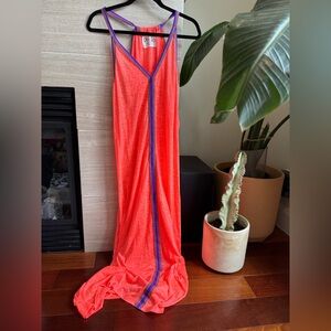 Pitusa Coral and Purple Swim Coverup